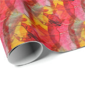 Waterverf rood geel cadeaupapier (Rol Hoek)