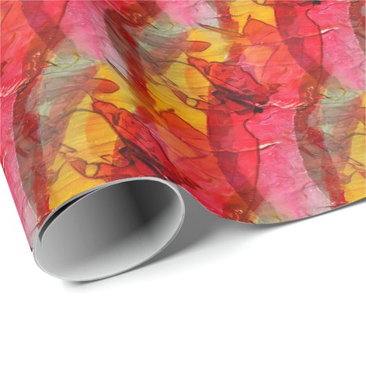Waterverf rood geel cadeaupapier (Rol Hoek)