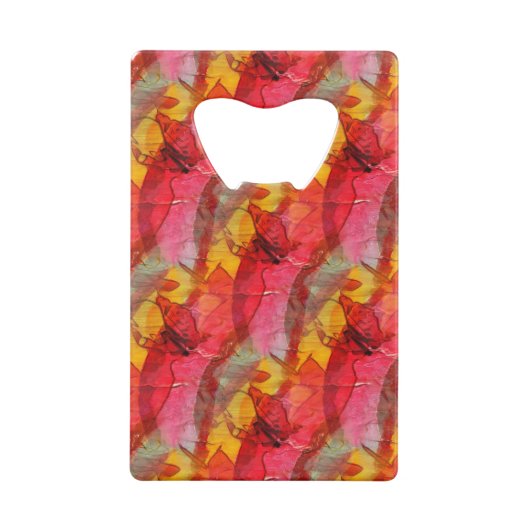 Waterverf rood geel creditkaart flessenopener (Achterkant)