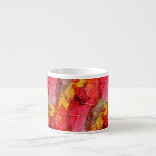 Waterverf rood geel espresso kop (Voorkant)