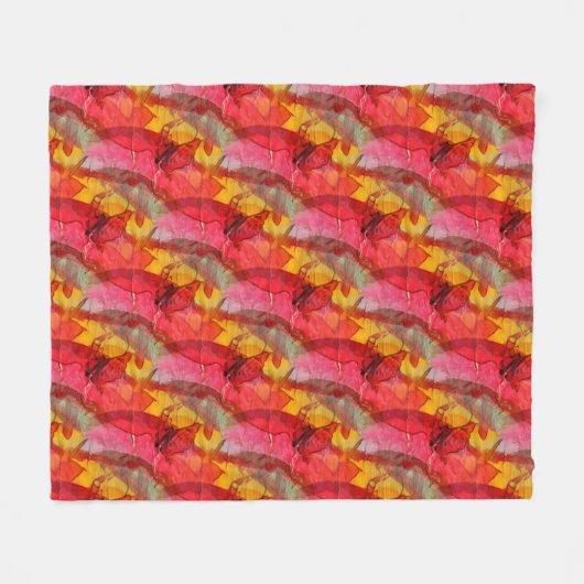 Waterverf rood geel fleece deken (Voorkant (Horizontaal))