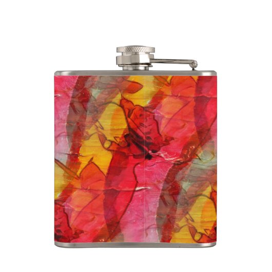 Waterverf rood geel heupfles (Achterkant)