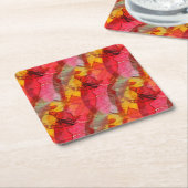 Waterverf rood geel kartonnen onderzetters (Schuin)