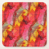 Waterverf rood geel kartonnen onderzetters (Voorkant)