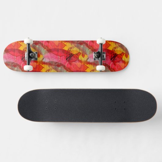 Waterverf rood geel skateboard (Horizontaal)