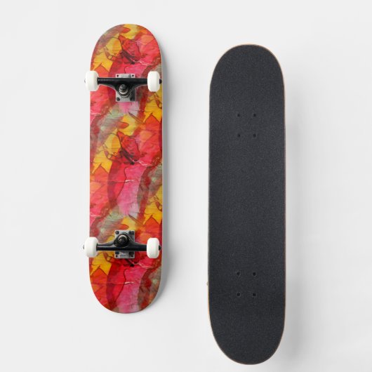 Waterverf rood geel skateboard (Voorkant)
