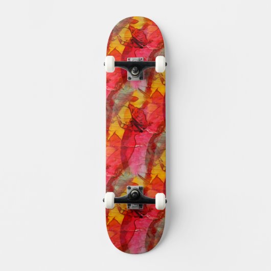 Waterverf rood geel skateboard (Voorkant)