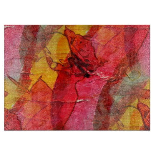 Waterverf rood geel snijplank (Voorkant)