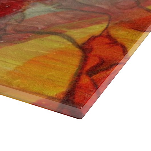 Waterverf rood geel snijplank (Hoek)