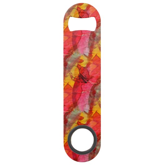 Waterverf rood geel speed flessenopener (Voorkant)