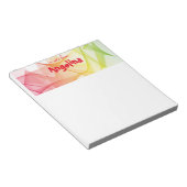 Waterverf rood geel splash letter notitieblok (Schuin)