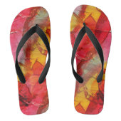 Waterverf rood geel teenslippers (Voetbed)