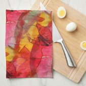 Waterverf rood geel theedoek (Quarter Fold)