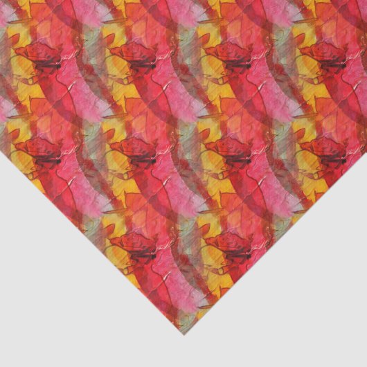 Waterverf rood geel tissuepapier (Detail)