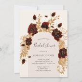 Waterverf rood goud Rozen Vrijgezellenfeest uitnod Kaart (Voorkant)