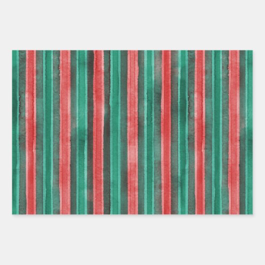 Waterverf rood groen geplakt feestpatroon inpakpapier vel (Voorkant 3)