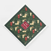 Waterverf rood groen kerstkous servetten (Hoek)