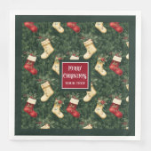 Waterverf rood groen kerstkous servetten (Voorkant)