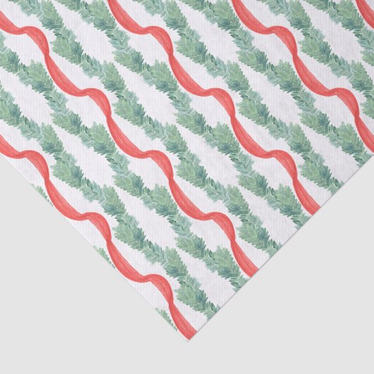 Waterverf Rood & Groen Kerstmis Garland Tissuepapier (Detail)