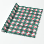 Waterverf Rood Groen Kerstmis Geruite Kerst Cadeaupapier (Uitgerold)
