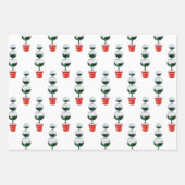 Waterverf Rood & Groen Kerstmis Topiary Inpakpapier Vel (Voorkant 3)