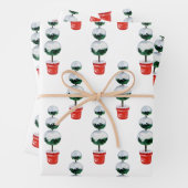 Waterverf Rood & Groen Kerstmis Topiary Inpakpapier Vel (In situ)