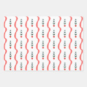 Waterverf Rood & Groen Kerstmis Topiary Inpakpapier Vel (Voorkant 2)