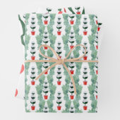 Waterverf Rood & Groen Kerstmis Topiary Inpakpapier Vel (In situ)