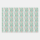 Waterverf Rood & Groen Kerstmis Topiary Inpakpapier Vel (Voorkant)