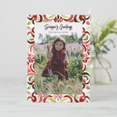 Waterverf Rood & Groen Kerstmisfoto Feestdagenkaart (Staand voorkant)