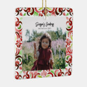 Waterverf Rood & Groen Kerstmisfoto Keramisch Ornament (Rechts)