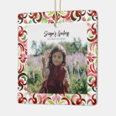 Waterverf Rood & Groen Kerstmisfoto Keramisch Ornament (Links)