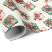 Waterverf Rood Groen Witte Cadeaus Cadeaupapier (Rol Hoek)