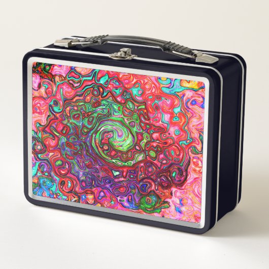 Waterverf Rood Groovy Abstract Retro Vloeibare Dra (Voorkant)