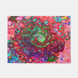 Waterverf Rood Groovy Abstract Retro Vloeibare Dra Deurmat