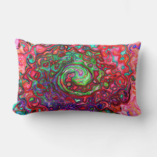 Waterverf Rood Groovy Abstract Retro Vloeibare Dra Kussen