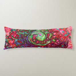 Waterverf Rood Groovy Abstract Retro Vloeibare Dra Lichaamskussen