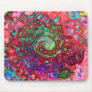 Waterverf Rood Groovy Abstract Retro Vloeibare Dra Muismat