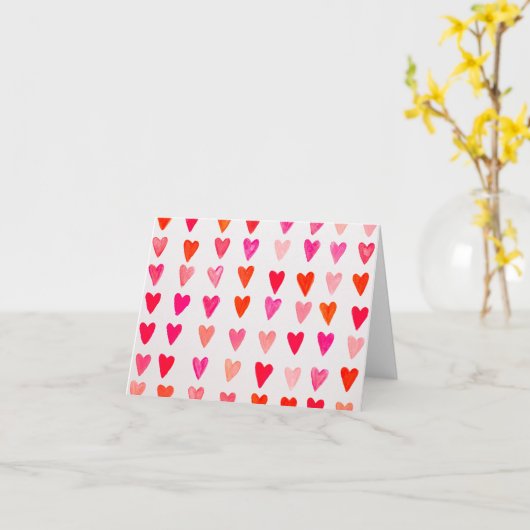 Waterverf rood hart kaart (Gele Bloem)