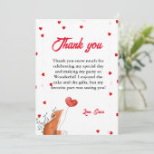 Waterverf Rood hart Verjaardag Dank u kaart (Staand voorkant)