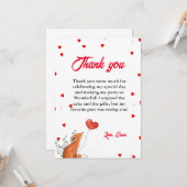 Waterverf Rood hart Verjaardag Dank u kaart (Voorkant / Achterkant in situ)