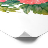 Waterverf Rood Helder Hibiscus Bloemengroen Poster (Hoek)