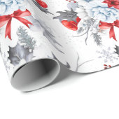 Waterverf rood ijsblauw kerstpatroon cadeaupapier (Rol Hoek)