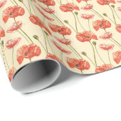 Waterverf rood klaproos patroon. cadeaupapier (Rol Hoek)