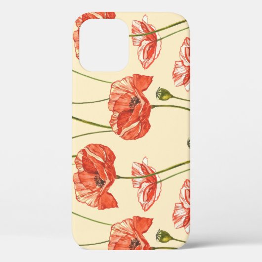 Waterverf rood klaproos patroon. Case-Mate iPhone case (Achterkant)