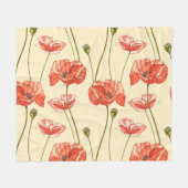 Waterverf rood klaproos patroon. fleece deken (Voorkant (Horizontaal))
