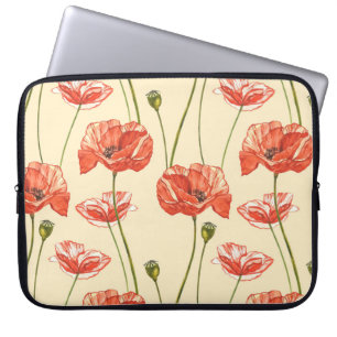 Waterverf rood klaproos patroon. laptop sleeve