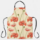 Waterverf rood klaproos patroon. schort (Voorkant)