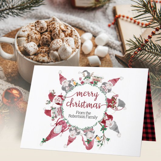 Waterverf Rood met koningsnede voor kerstaven Feestdagen Kaart