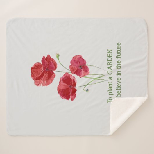 Waterverf Rood pap tuinbouwcitaat Sherpa Deken (Voorkant (horizontaal))